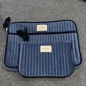 Sezane Blue Quilted Laptop Bag Set